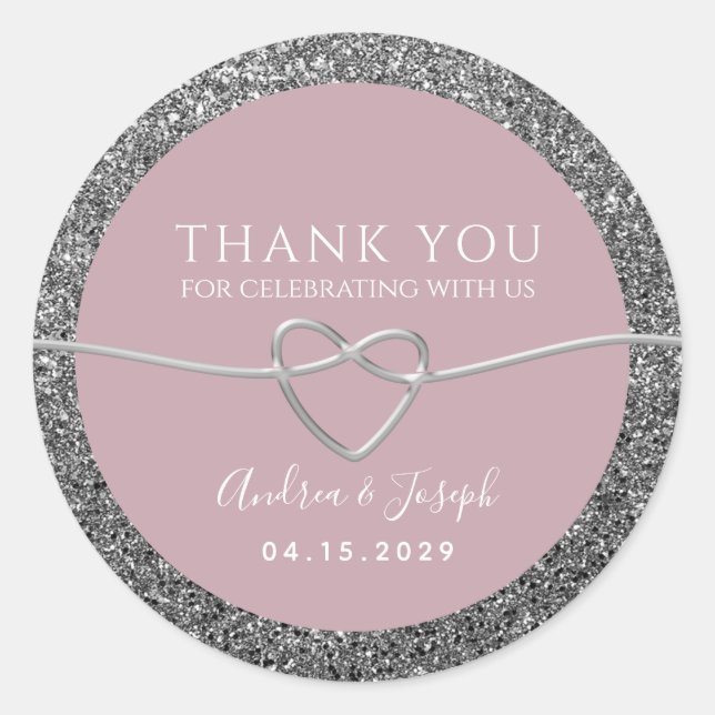 Dusty Rose Wedding Thank You Favour Classic Round Sticker (Front)