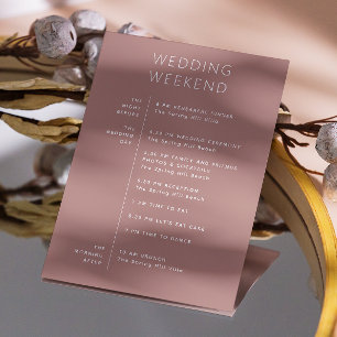Dusty Rose Weekend Timeline   Wedding Welcome Invitation