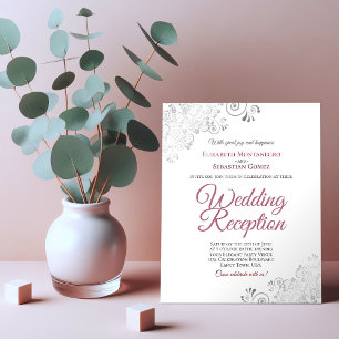 Dusty Rose & White BUDGET Wedding Reception Invite
