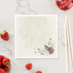 dusty rose white flowers napkin