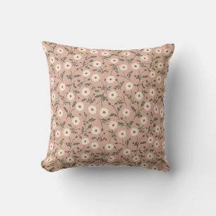 Dusty Rose White Modern Farmhouse Daisy Pattern Cushion