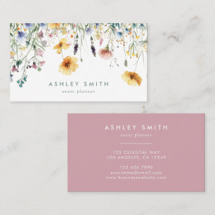 Dusty Rose Wildflower Business Card