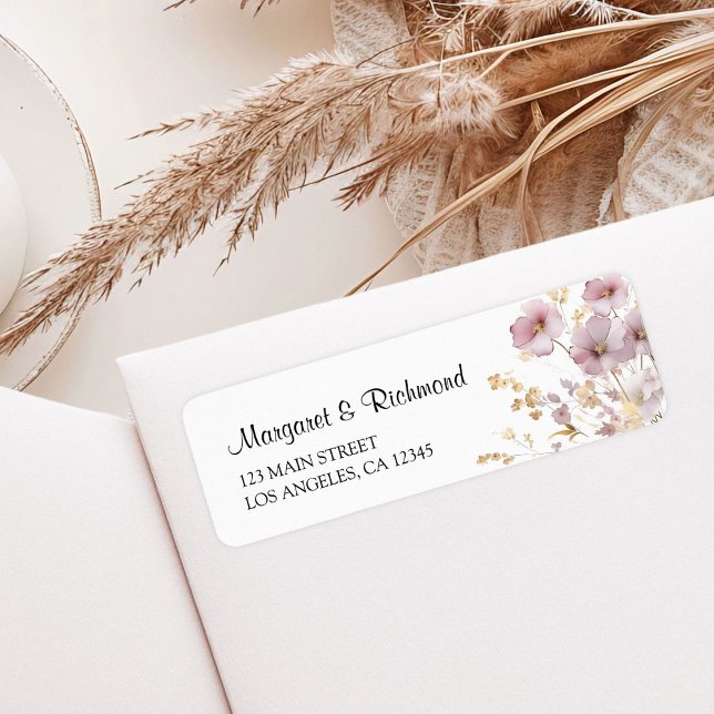 Dusty Rose Wildflower Floral Wedding Address (Creator Uploaded)