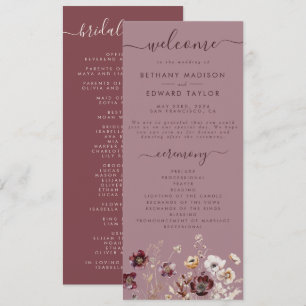 Dusty Rose Wildflower Wedding Programme