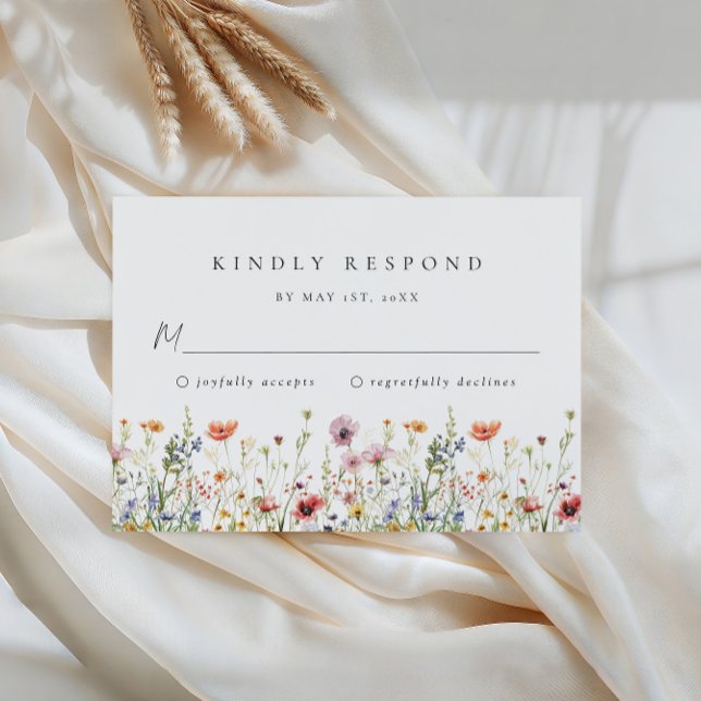 Dusty Rose Wildflower Wedding RSVP Card (Creator Uploaded)