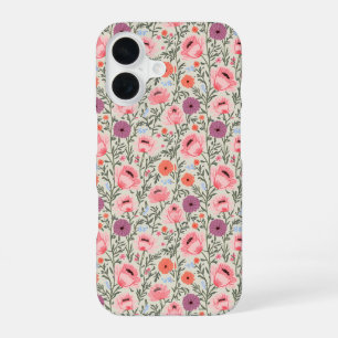 Dusty Rose Wildflowers Watercolor iPhone 16 Case