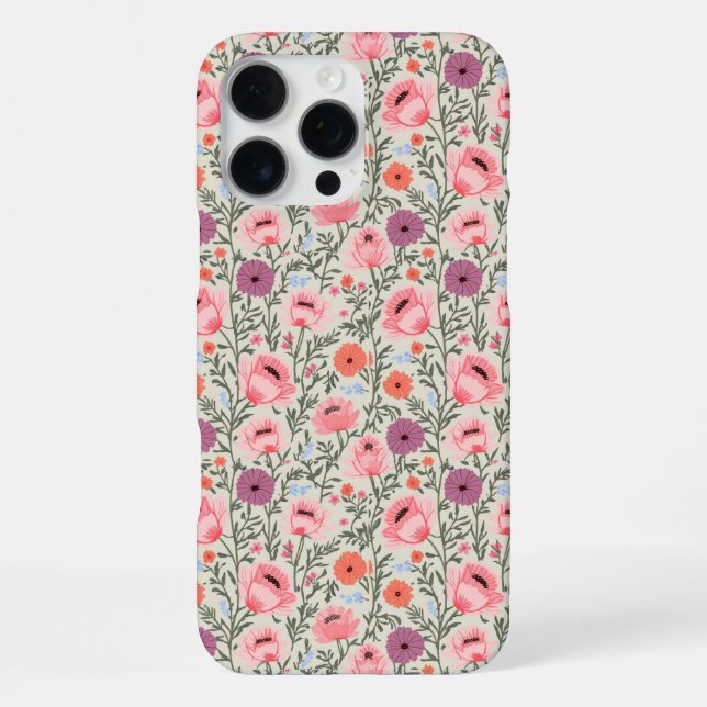 Dusty Rose Wildflowers Watercolor iPhone Case (Back)