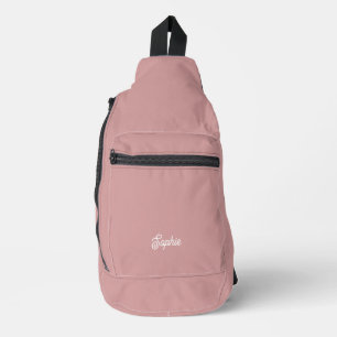 Dusty Rose Your Name in Retro Script Sling Bag