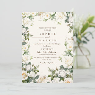 Dusty Roses Wedding Garden Floral  Invitation
