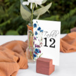 Dusty Royal Blue Purple Bloom Floral  Table Number<br><div class="desc">Elegant modern and stylish wedding table number card features foliage of dusty,  royal blue,  purple bloom wild florals and eucalyptus foliage.</div>