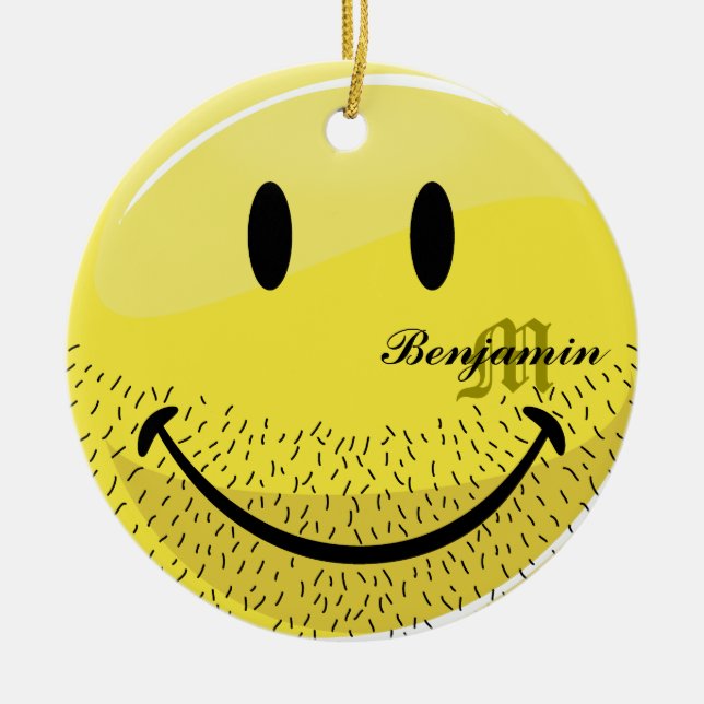 Dusty Ruff Bearded Face Ceramic Tree Decoration (Front)