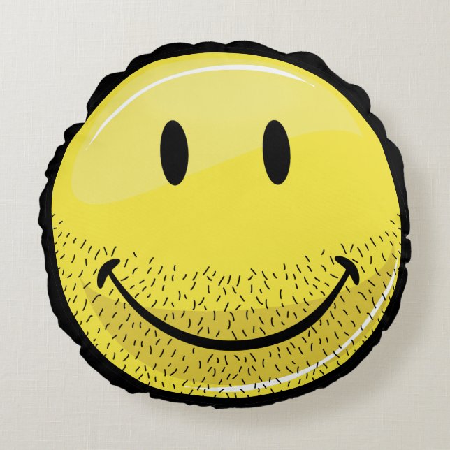 Dusty Ruff Bearded Face Round Cushion (Front)