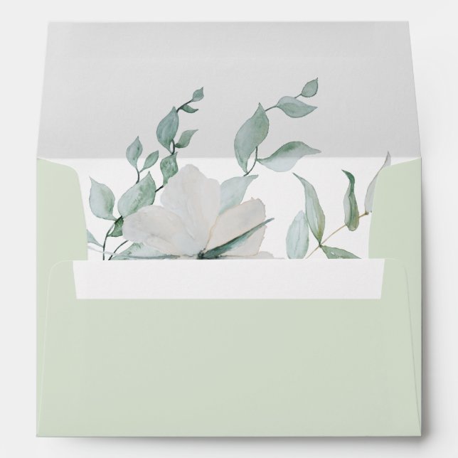 Dusty Sage Botanical Personalised Return Address Envelope (Back (Bottom))
