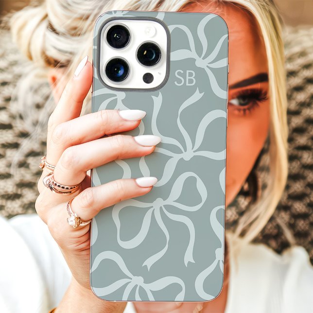 Dusty Sage Bow Monogram Case-Mate iPhone Case (Creator Uploaded)