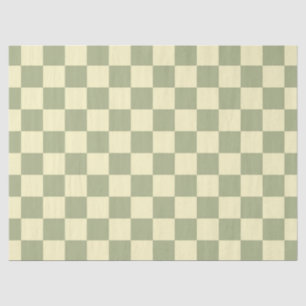 Dusty Sage Green and Butter Yellow Checkerboard Tissue Paper