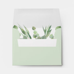 Dusty Sage Green Boho Wedding RSVP Return Address Envelope