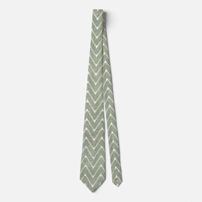 Dusty Sage Green Chevron Pattern Tie (Front)