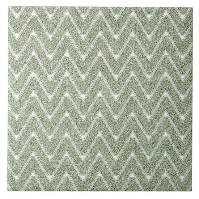 Dusty Sage Green Chevron Pattern Tile (Front)