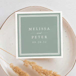 Dusty Sage Green   Classic Personalised Wedding Napkin