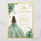 Dusty Sage Green Floral Butterfly Quinceanera Gold