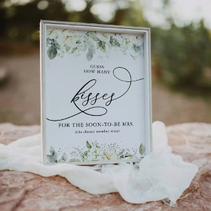 Dusty Sage Green Guess How Many Kisses Pedestal Sign