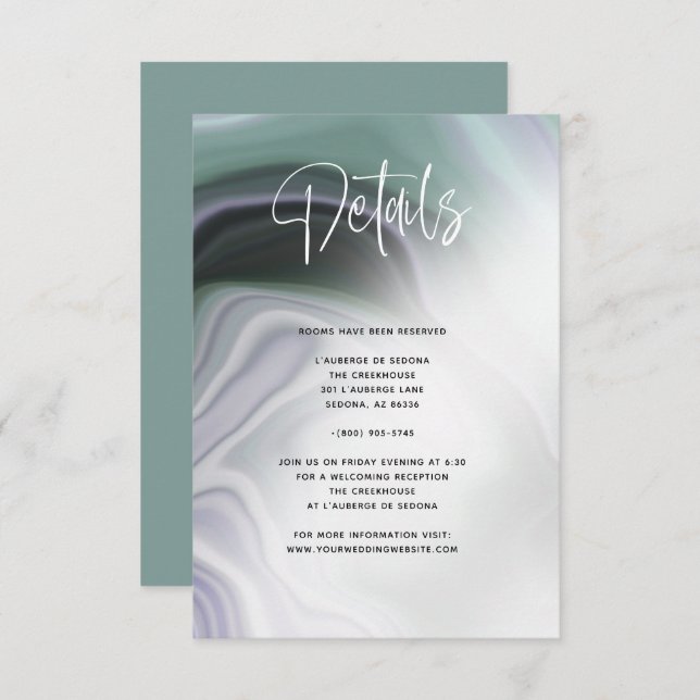 Dusty Sage Green Lilac Agate Details  Invitation (Front/Back)