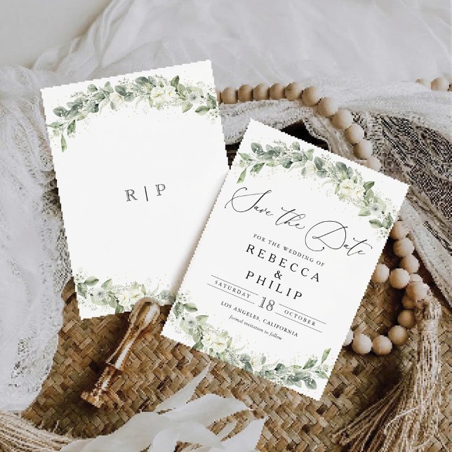 Dusty Sage Green Save The Date Card (Creator Uploaded)