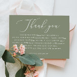 Dusty Sage Green Script Wedding | Elegant Rustic Thank You Card<br><div class="desc">Send heartfelt thanks with this elegant wedding thank you card in soft dusty sage green, featuring graceful script on a muted green background. Understated and timeless, the vintage sage tone adds a warm, botanical charm - perfect for garden, rustic, or minimalist weddings. Ideal for spring, summer, fall occasions. This refined...</div>