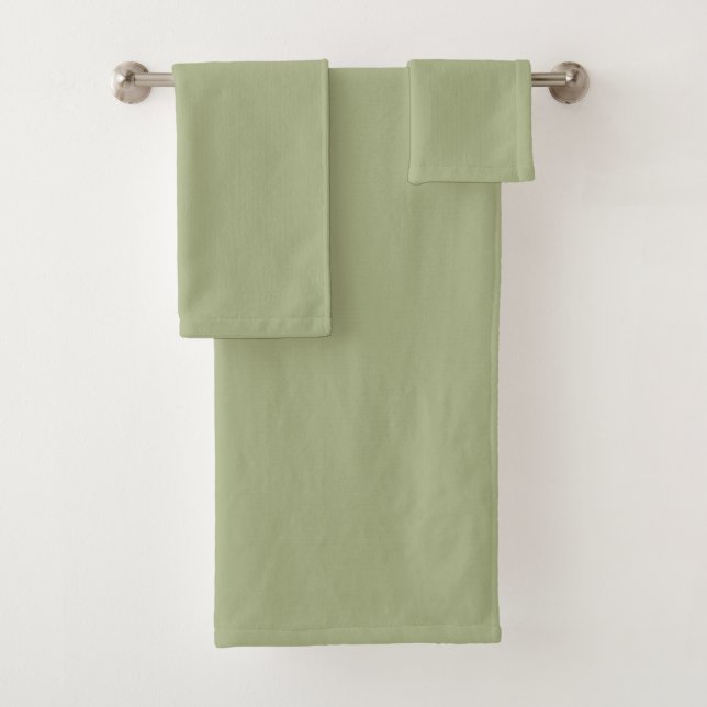 Dusty Sage Green Solid Colour Bath Towel Set (Insitu)