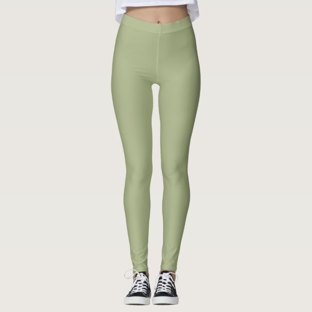 Dusty Sage Green Solid Colour Leggings (Front)