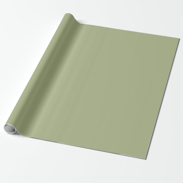 Dusty Sage Green Solid Colour Wrapping Paper (Unrolled)