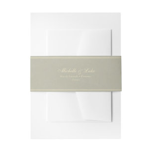 Dusty Sage Green Velvet Gold Wedding Invitation Belly Band