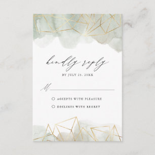 Dusty Sage Green Watercolor Geometric Wedding RSVP Enclosure Card