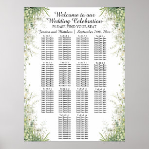 Dusty Sage Green Wedding 14 Tables Wedding Seating Poster
