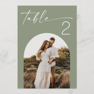 Dusty Sage Green Wedding Arch Photo Table Number