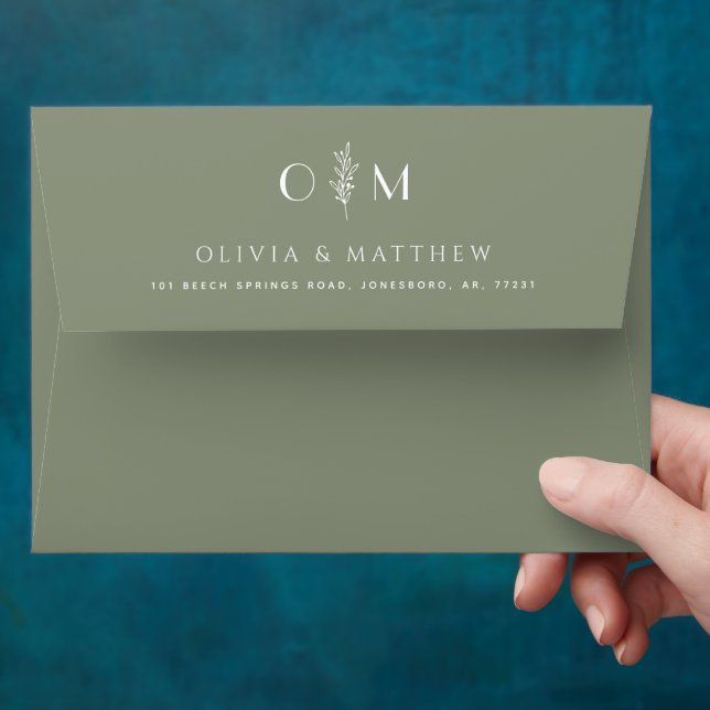 Dusty Sage Green Wedding | Elegant Minimalist Envelope (Hand)
