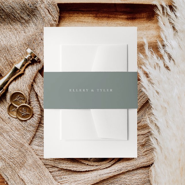 Dusty Sage Green Wedding Invitation Belly Band (Creator Uploaded)