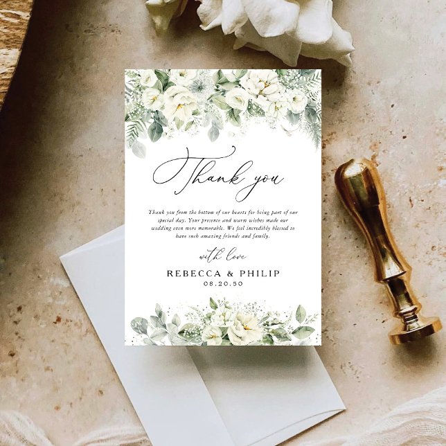 Dusty Sage Green Wedding Thank You Card (Creator Uploaded)