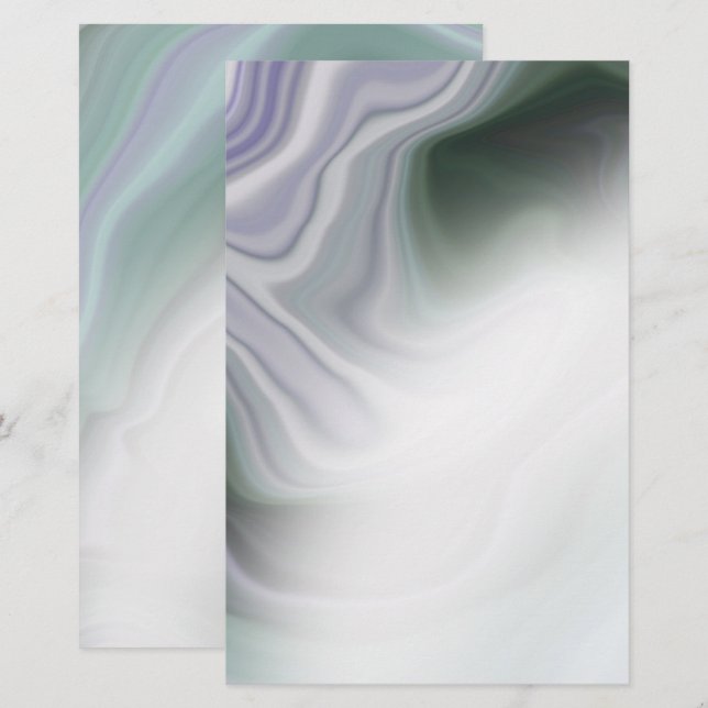 Dusty Sage Jade Green Agate Blank Stationery (Front/Back)