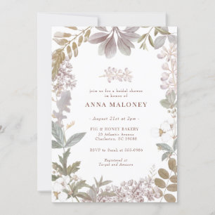 Dusty Sage Lavender Botanical Floral Bridal Shower Invitation