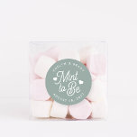 Dusty Sage | Mint to Be Personalised Wedding Favou Classic Round Sticker<br><div class="desc">Minty fresh wedding favour stickers feature "mint to be" in white script lettering accented with hearts,  on a dusty sage green background. Personalise with your names and wedding date.</div>