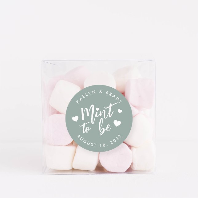 Dusty Sage | Mint to Be Personalised Wedding Favou Classic Round Sticker (Creator Uploaded)