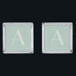 Dusty Sage Monogram Cufflinks<br><div class="desc">Give your special day a coordinated,  polished look with matching items for the entire wedding party!</div>