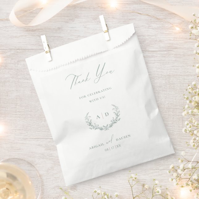 Dusty Sage Paper Favor Bags Wedding Thank you (Clipped)
