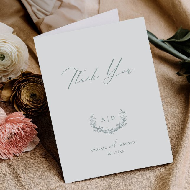 Dusty Sage Thank you Wedding Folded Note Card (Creator Uploaded)