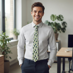 Dusty Sage Tropical Leaf Neck Tie for Men  Wedding