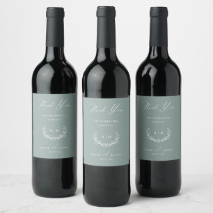 Dusty Sage Wedding Day Thank you Wine Bottle Label