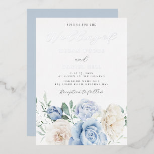 Dusty Sky Blue Gorgeous Floral Wedding Silver