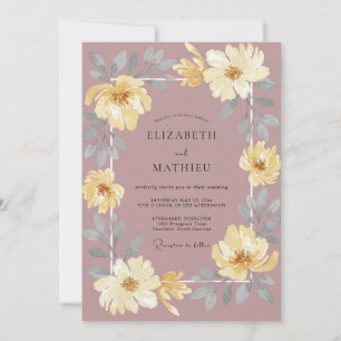 Dusty Soft Mauve Ranunculus Eucalyptus Wedding Invitation