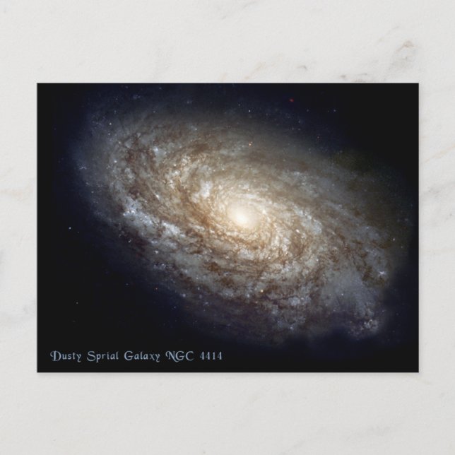 Dusty Spiral Galaxy NGC 4414 Postcard (Front)